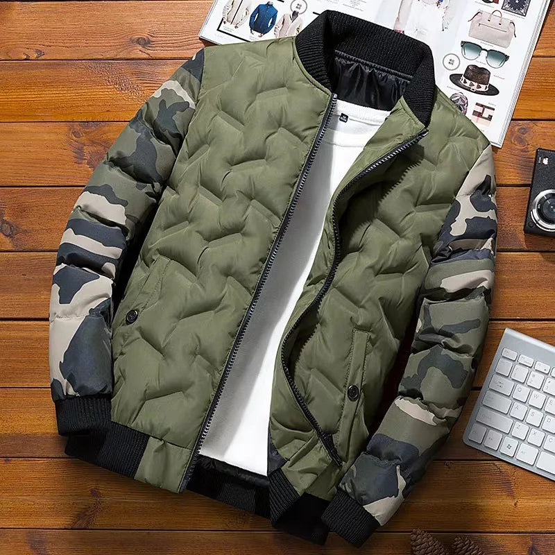 Mens Winter Jacket, Outerwear, Camouflage Bomber Jacket