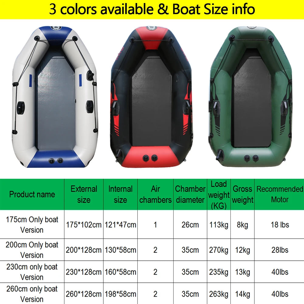 Inflatable Boat Fishing Kayak PVC Wear-resistant Foldable Air Rowing for 1-5 Person Dinghy Canoe Outdoor Water Sports