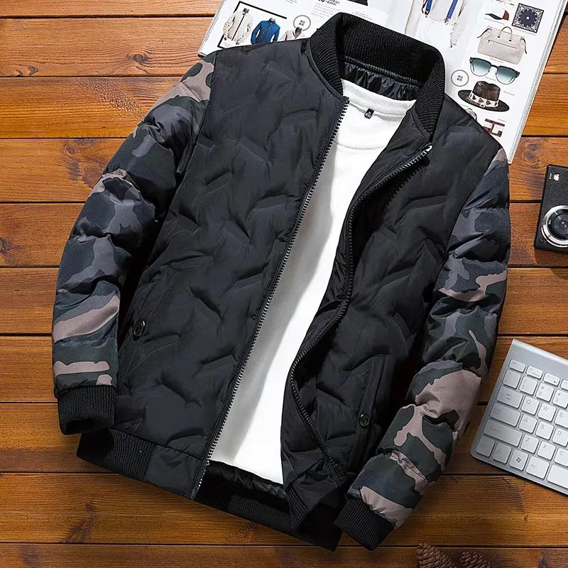 Mens Winter Jacket, Outerwear, Camouflage Bomber Jacket