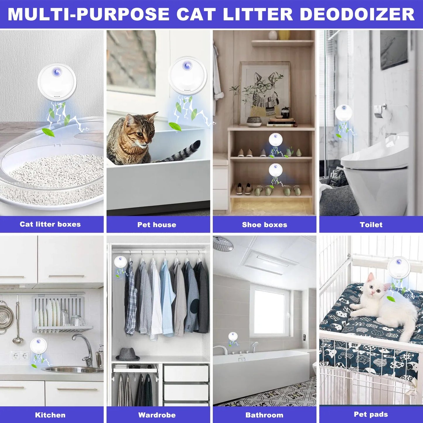 Smart Cat Odor Purifier For Litter Box, Pet Toilet, Rechargeable Air Cleaner, Pets Deodorization