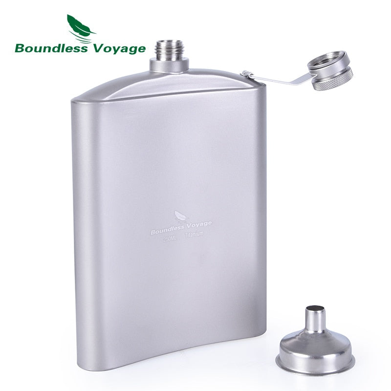 Boundless Voyage Titanium Hip Flask Glass Set with Funnel