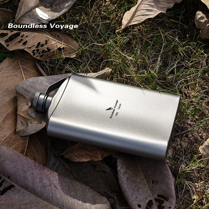 Boundless Voyage Titanium Hip Flask Glass Set with Funnel