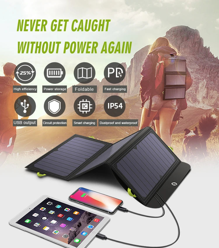 Solar Panel 5V 21W Built-in 10000mAh Battery Portable Solar Charger Waterproof Solar Battery for Mobile Phone, etc. Outdoor