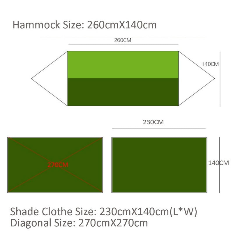 Lightweight Portable Camping Hammock and Tent Awning, Mosquito Net