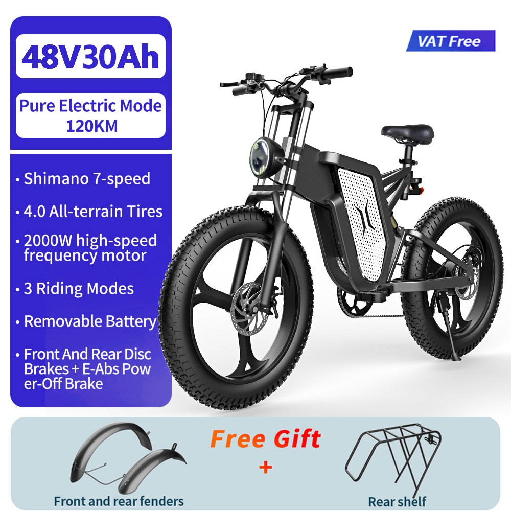 Front and Rear Shock Absorption Mountaineering Off-road Electric Bike