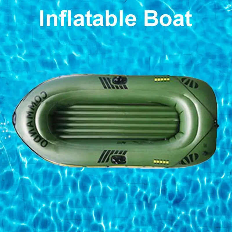 Inflatable Fishing Boat 2 to 3 Person Water Kayak, Portable Outdoor Floating Lake Dinghy, 2 Paddle Mounts Two Valves Design