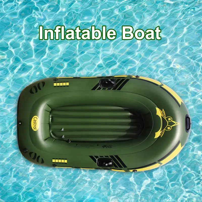 Inflatable Fishing Boat 2 to 3 Person Water Kayak, Portable Outdoor Floating Lake Dinghy, 2 Paddle Mounts Two Valves Design