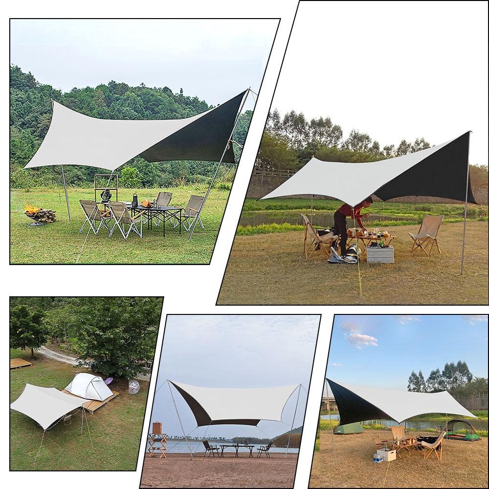 Black Coating Waterproof Hexagonal Awning Camping Tarp