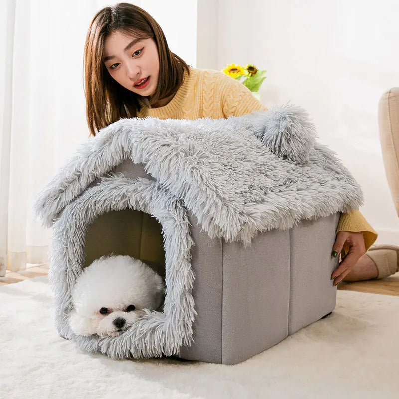 Foldable Dog House, Kennel Bed Mat For Small Medium Dogs Cats, Winter Warm Cat Bed Nest, Pet Products Basket Pets Puppy Cave Sofa