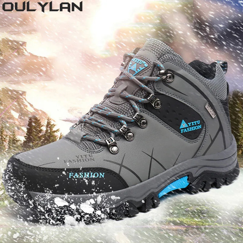 Men Hiking Waterproof Trekking Boots, Mountain Rubber Sole Climbing Shoes