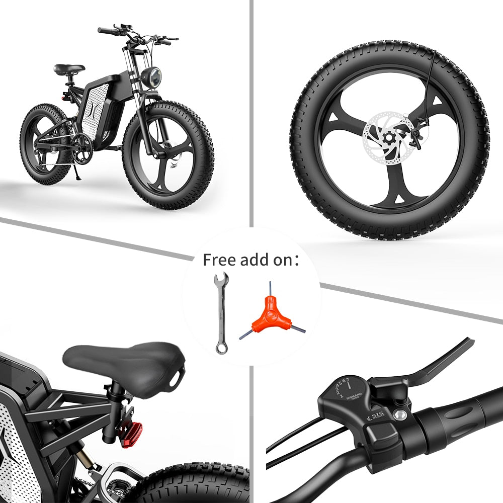 Front and Rear Shock Absorption Mountaineering Off-road Electric Bike