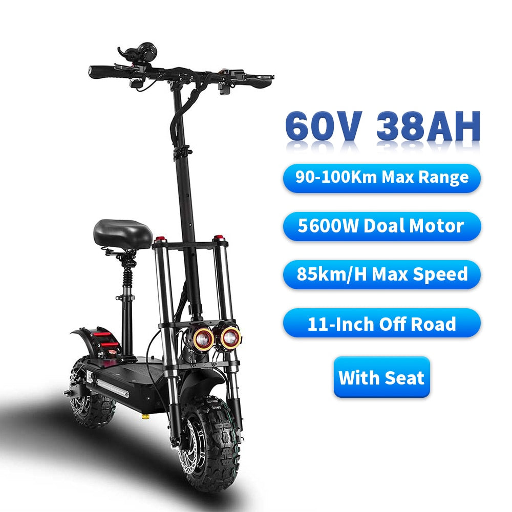 85KM/H Max Speed Powerful Electric Scooter For  Adult With Seat 56000W E Scooter 11" Tire