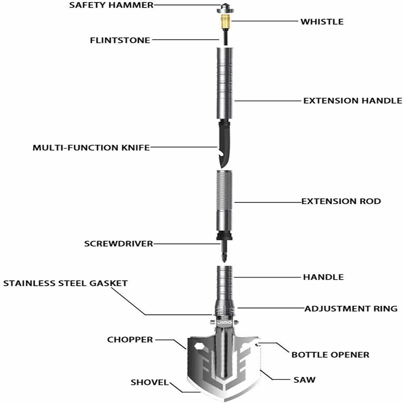 Folding Multifunction Stainless Steel Camping Survival Spade