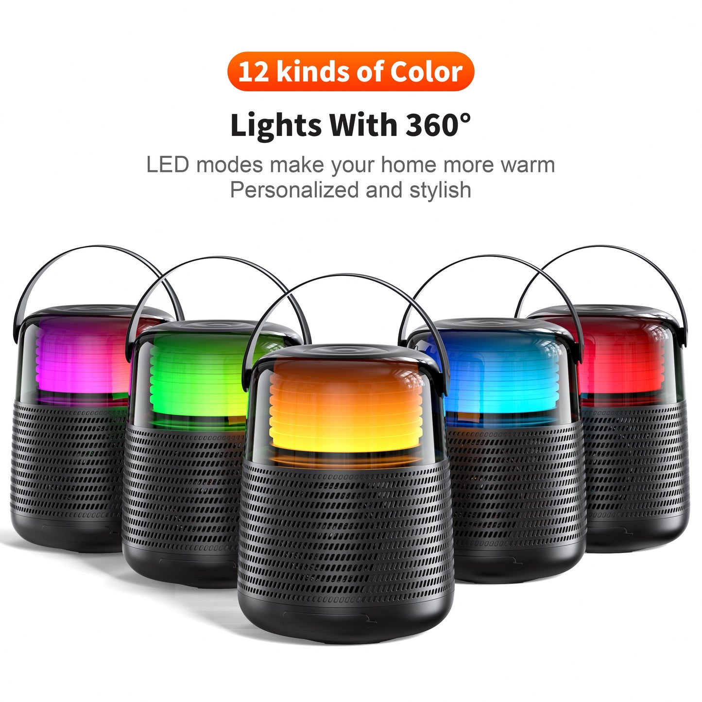 Portable Bluetooth Speaker 12 colored lights Night Light with Multiple connection modes