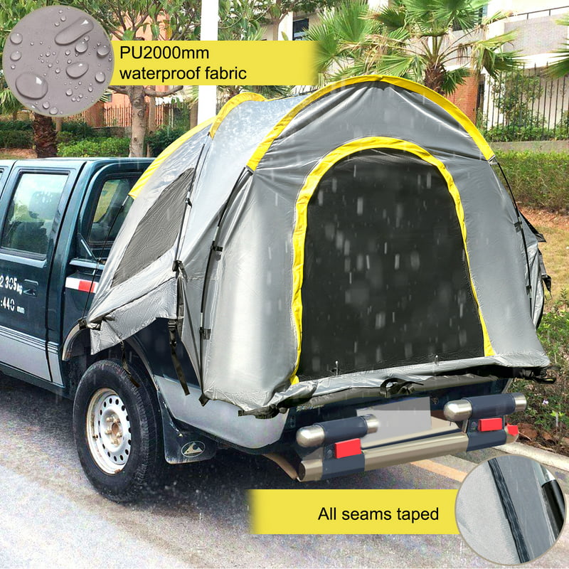 Truck Bed Tent For Full Size Pickup. Waterproof With 2 Mesh Windows,