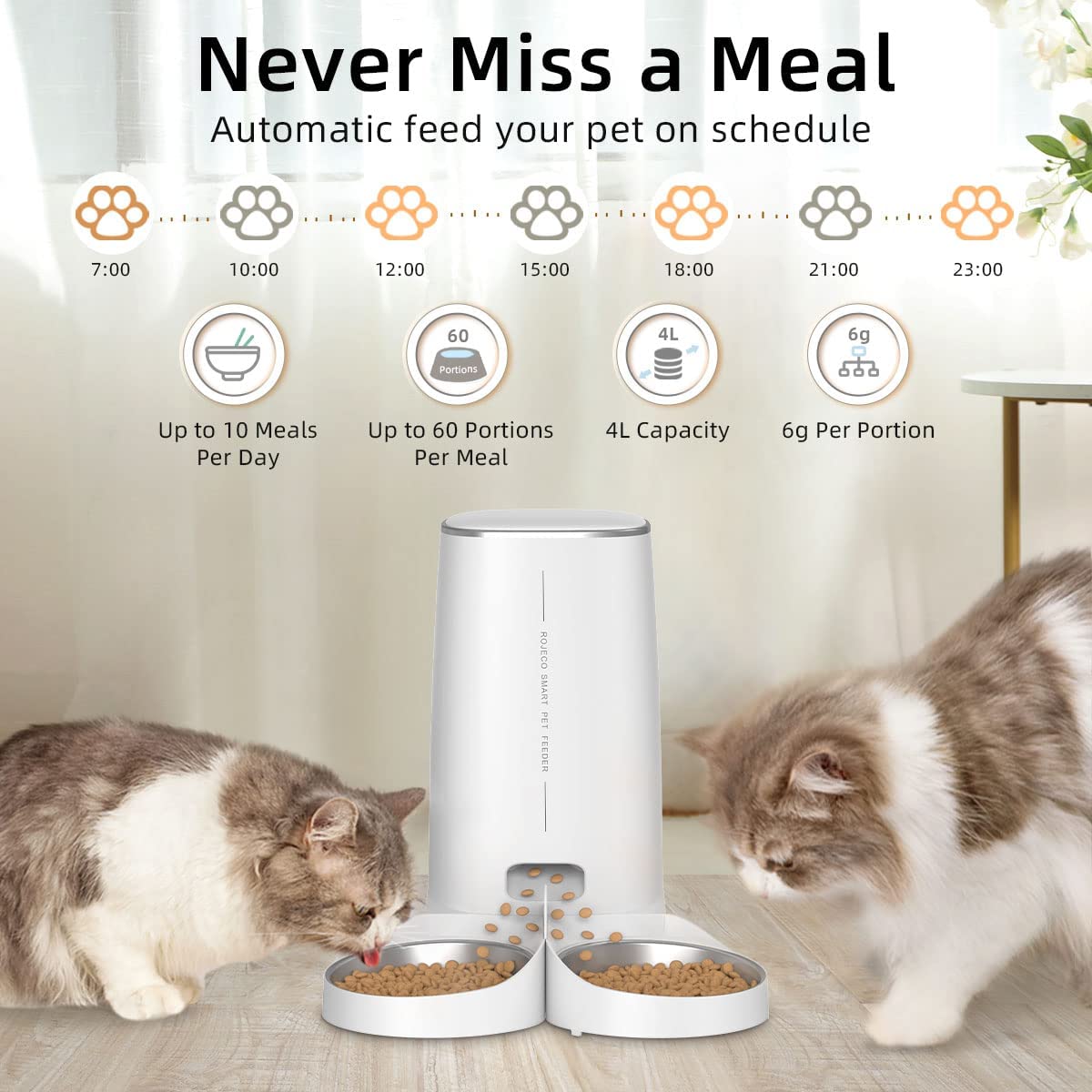 Automatic Cat Food Kibble Remote Control WiFi Dispenser