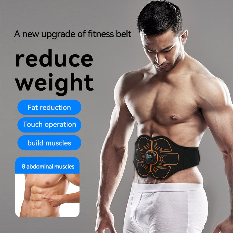 Abs Trainer EMS Abdominal Muscle Stimulator, Electric Toning Belt USB Recharge for Fitness