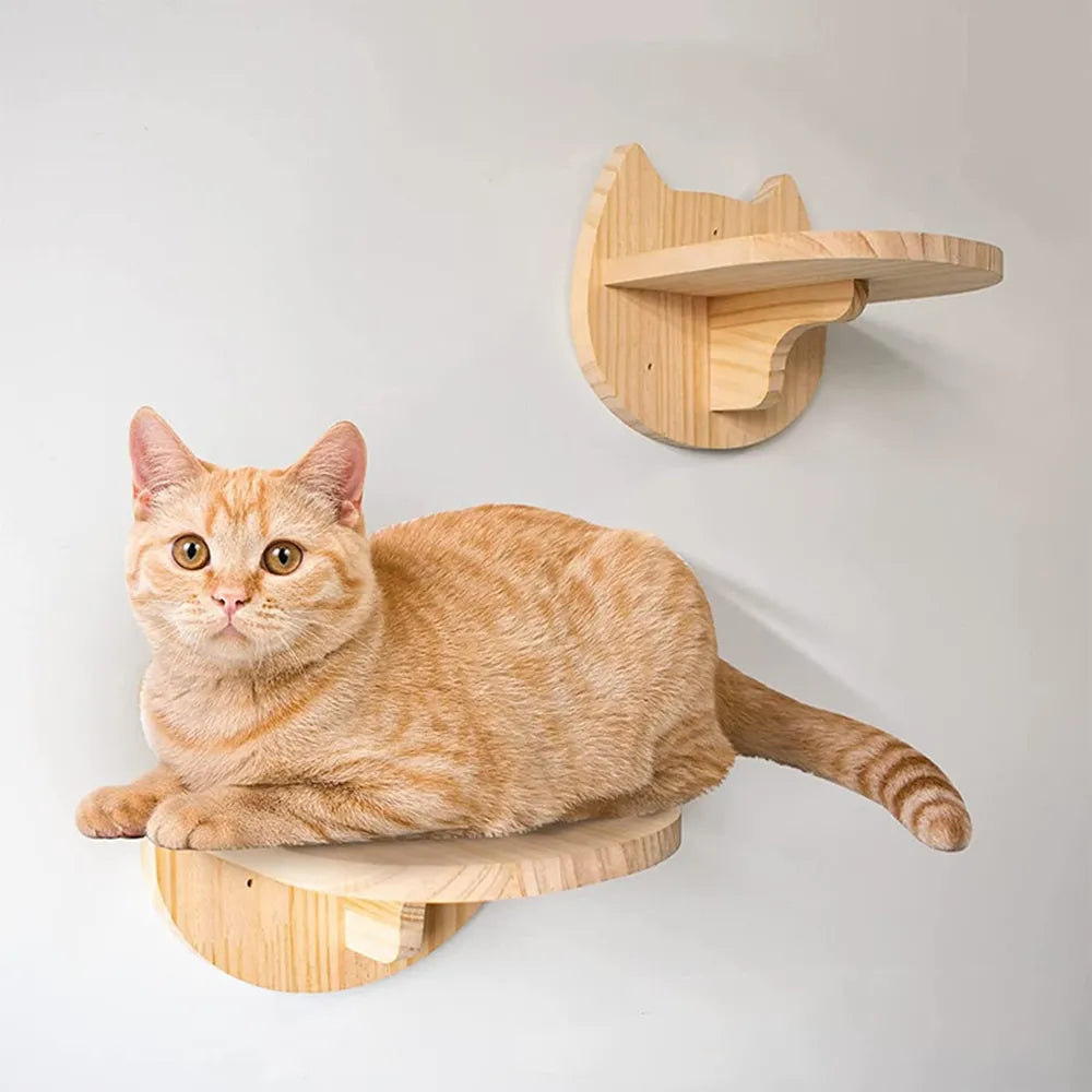 Cat Climbing Shelf, Wall Mounted Four Step Stairway With Sisal Scratching Post For Cats, Tree Perch Platform, Jumping Furniture