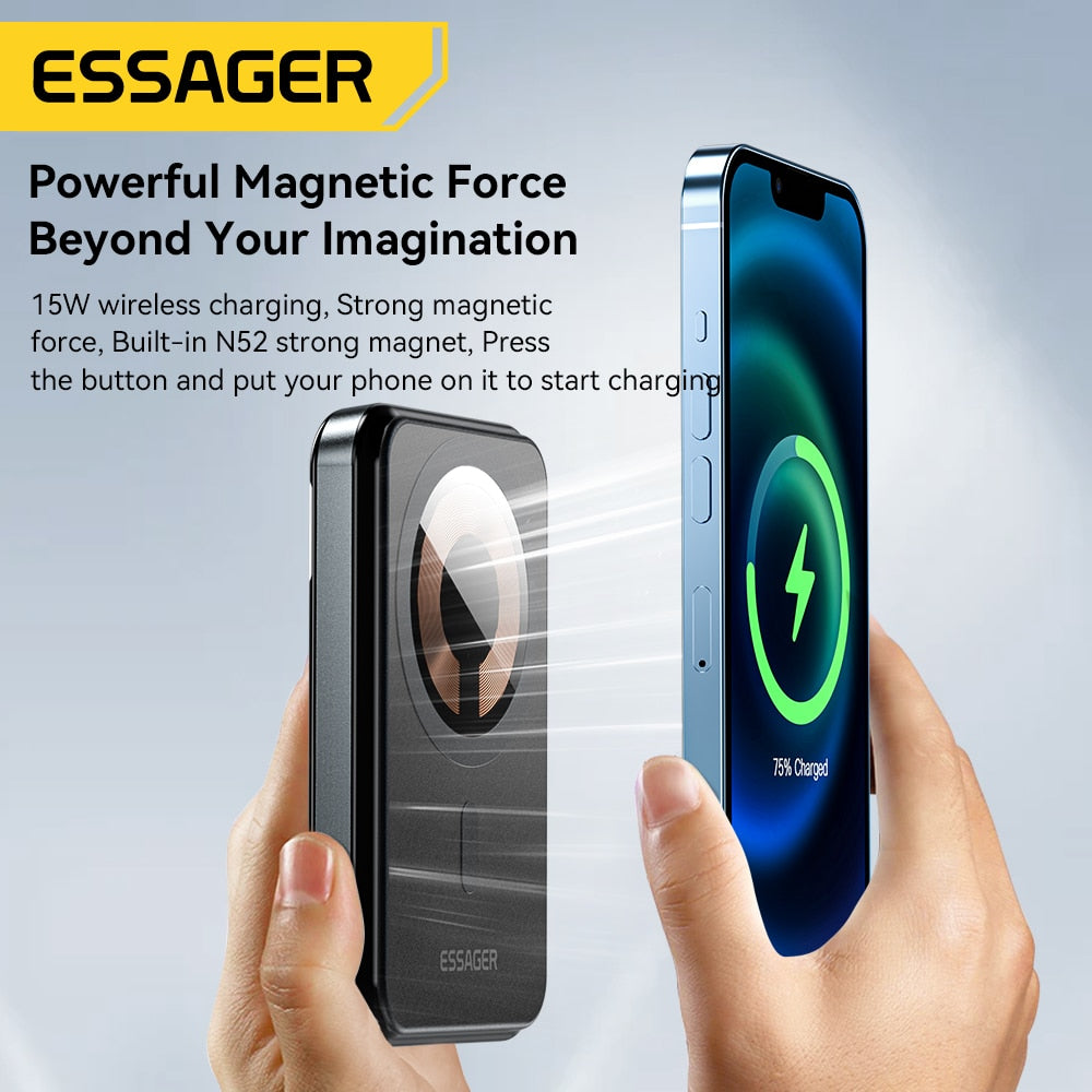 Magnetic Wireless Charging Mini Power Bank With Phone Holder For iPhone 14 13 12 Pro