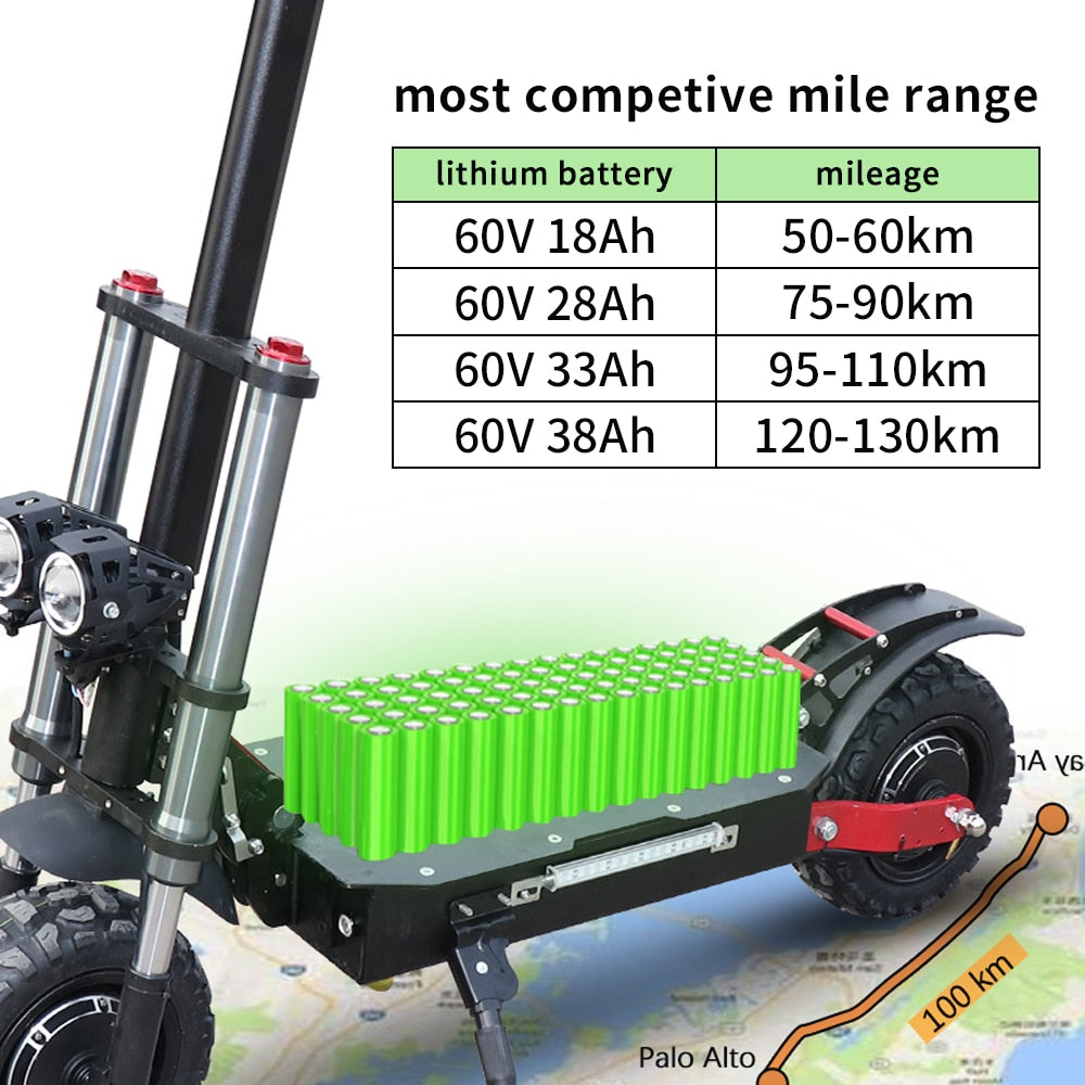 85KM/H Max Speed Powerful Electric Scooter For  Adult With Seat 56000W E Scooter 11" Tire