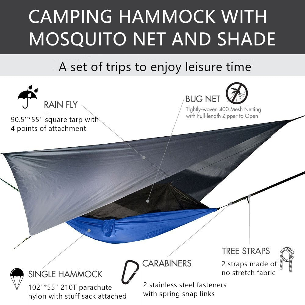 Lightweight Portable Camping Hammock and Tent Awning, Mosquito Net