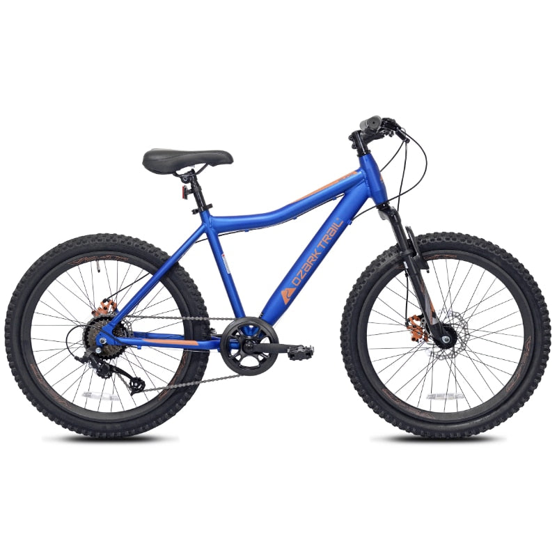 Ozark Trail 24 in. Youth Glide Aluminum Mountain Bicycle, 8 Speeds, Front Suspension, Black