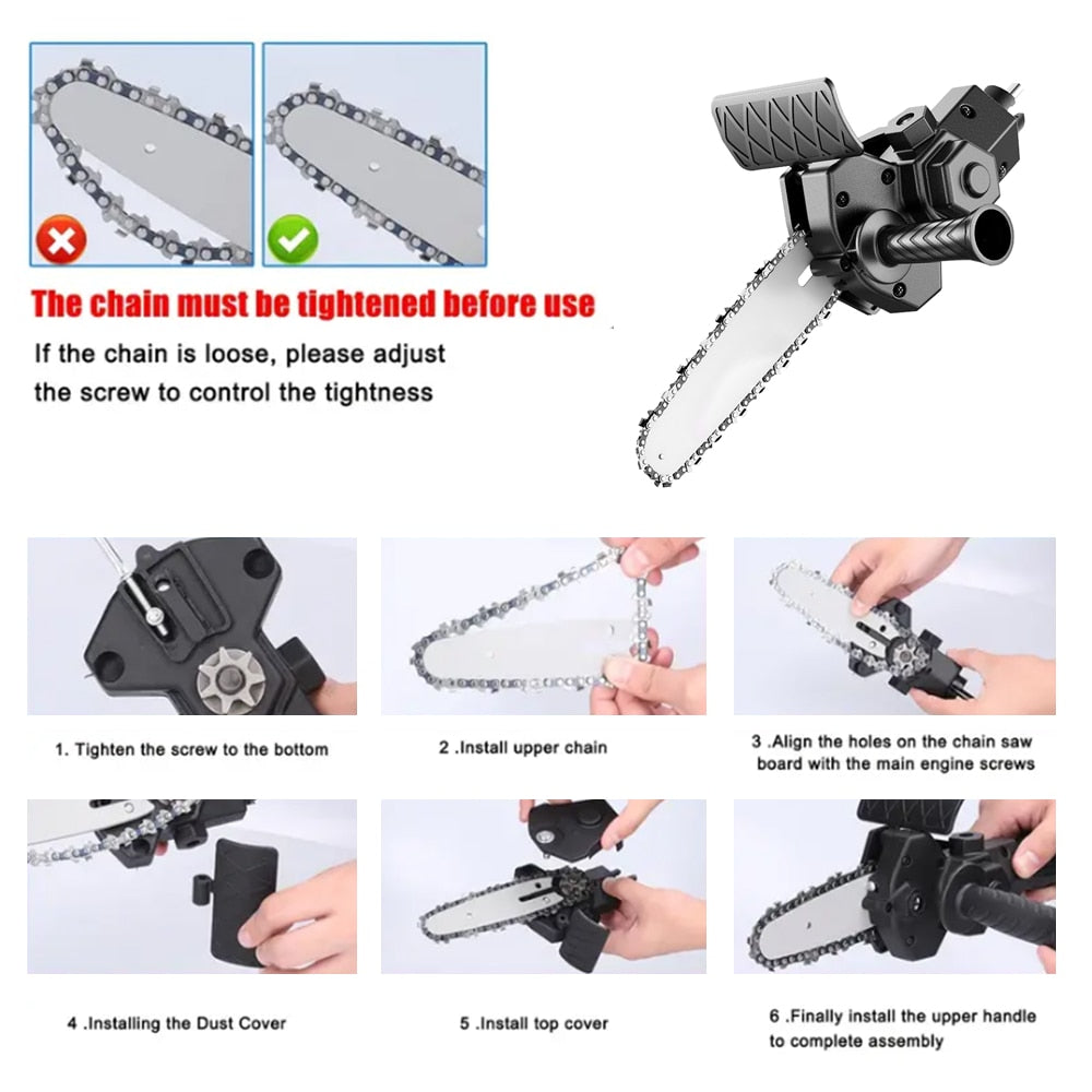 4/6 Inch Electric Drill Modified To Electric Chainsaw adapter Tool