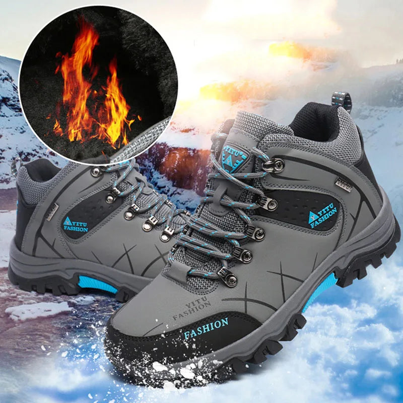 Men Hiking Waterproof Trekking Boots, Mountain Rubber Sole Climbing Shoes