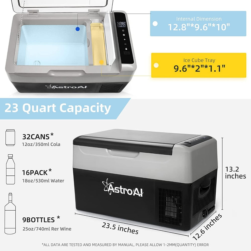 12V Portable Freezer, Camping Fridge Cooler