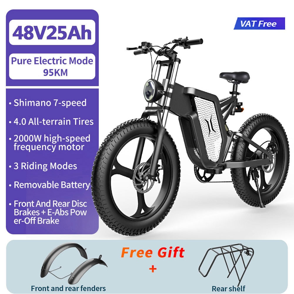 Front and Rear Shock Absorption Mountaineering Off-road Electric Bike