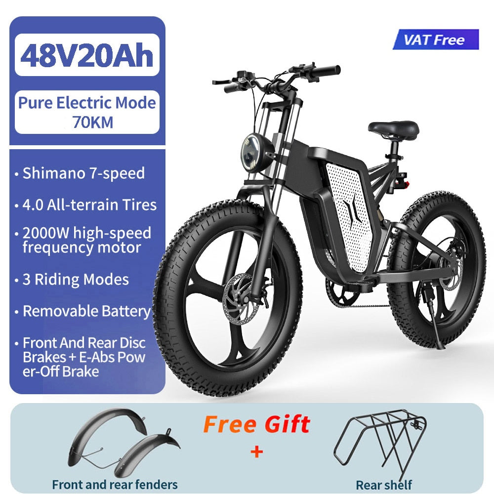 Front and Rear Shock Absorption Mountaineering Off-road Electric Bike