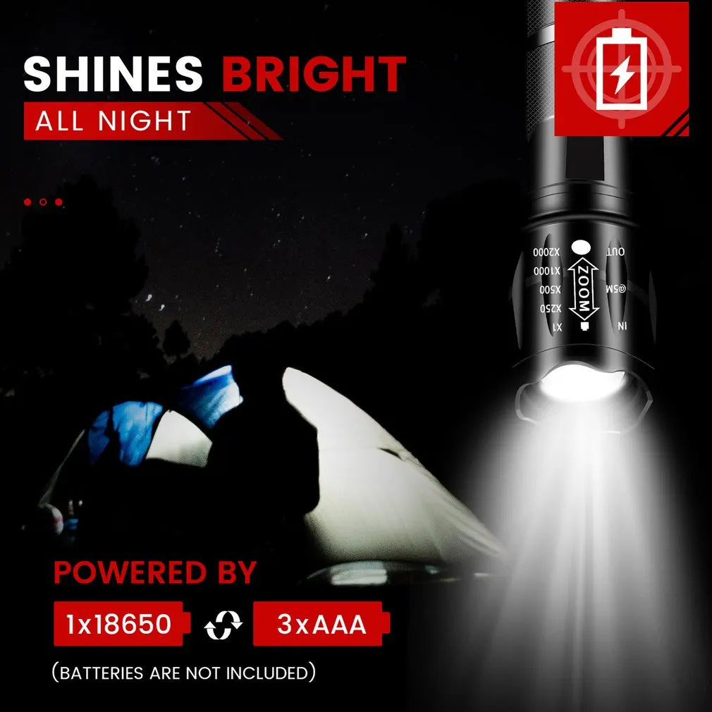 2Pcs LED Flashlights High Lumens with Zoomable Beam, Mini Flashlight for Camping Dog Walking