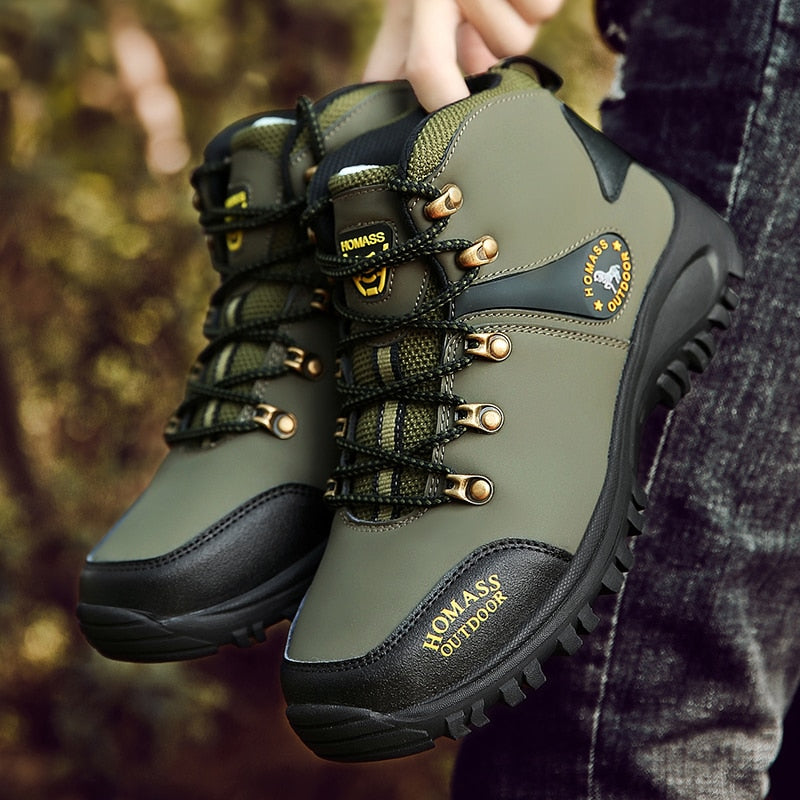 Men Waterproof High Top Leather Trekking Boots