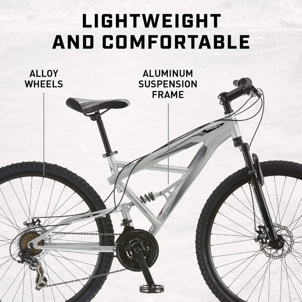 Mountain Bike,18-Inch Aluminum Frame, 29-Inch Wheels, Front and Rear Disc Brakes, Twist Shifters, 21-Speed Rear Deraileur