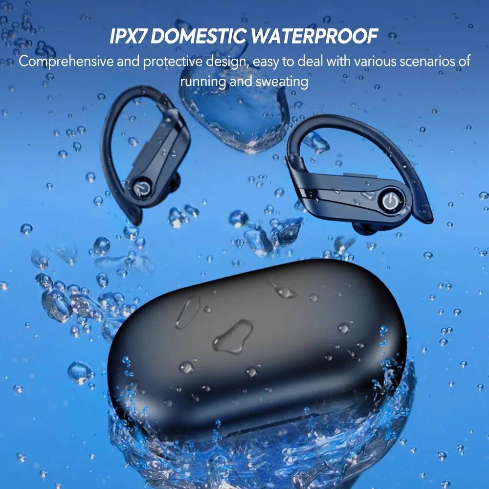 Mpow Bluetooth 5.3 Wireless Noise Cancelling Earbuds with Mic Waterproof Sport Earphones with Hooks for Sports Running Workout Gym