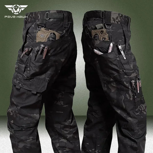 Camo Tactical Pants, Men's Military Waterproof Ripstop Trousers, Outdoor Multi-pocket Wear-resistant Cargo Pant