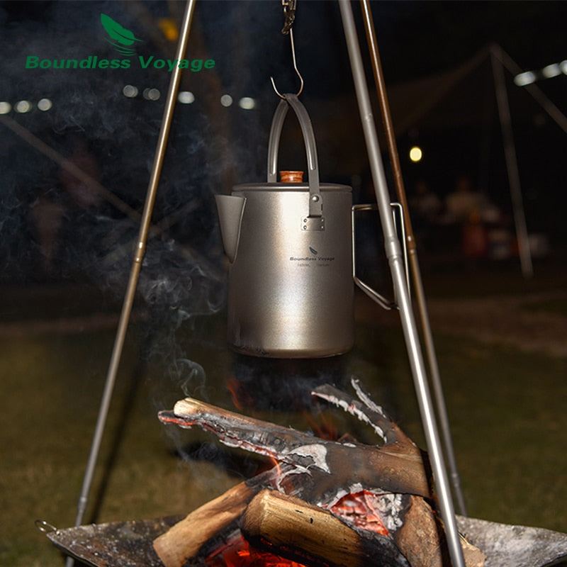 Titanium Kettle Camping Maker Outdoor for Travel Picnic Campfire Stovetop