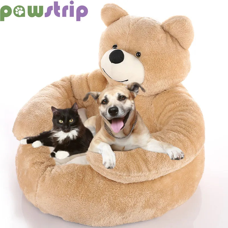 Super Soft Dog Bed, Cute Winter Warm Bear Hug Cat Bed,  Semi-closed Puppy Kitten Plush Nest Cushion, Dog Sofa, Pet Supplies