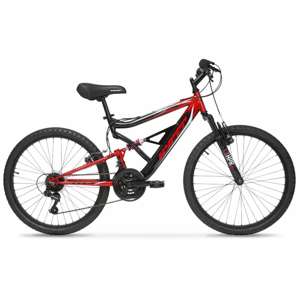 Hyper Bicycle 24" Shocker Mountain Bike, Kids, Red and Black