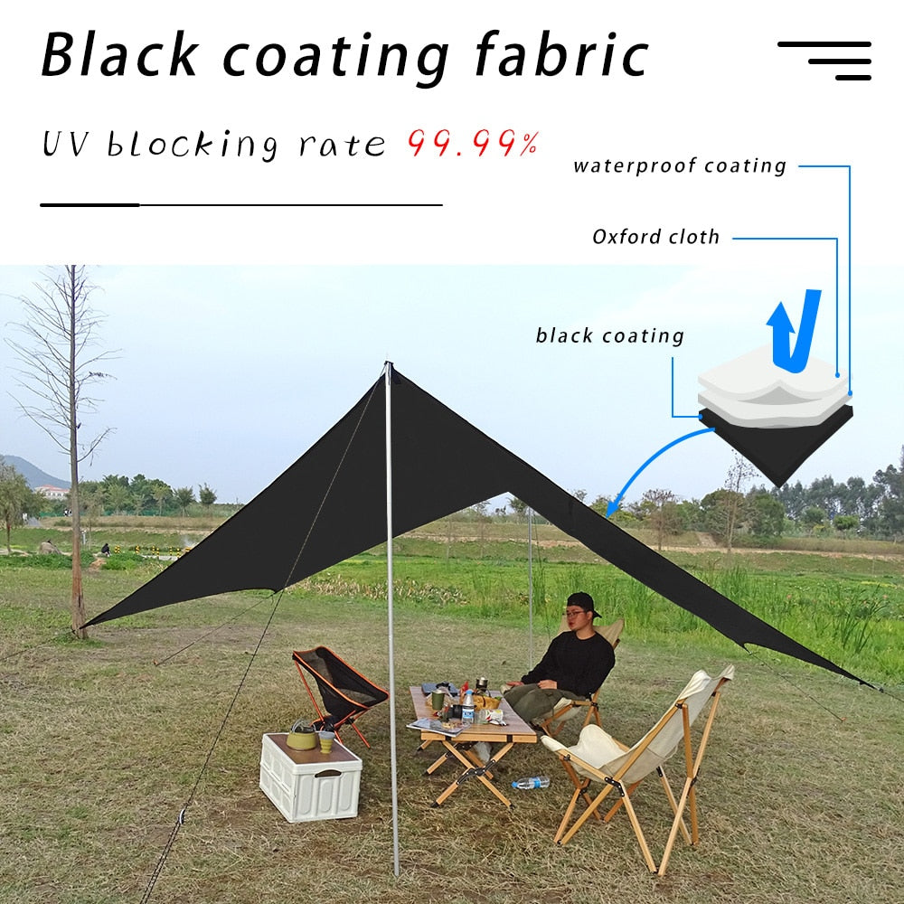 Black Coating Waterproof Hexagonal Awning Camping Tarp