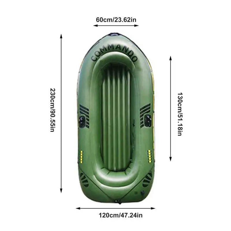 Inflatable Fishing Boat 2 to 3 Person Water Kayak, Portable Outdoor Floating Lake Dinghy, 2 Paddle Mounts Two Valves Design