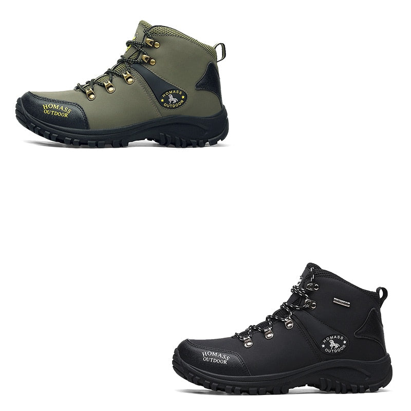 Men Waterproof High Top Leather Trekking Boots