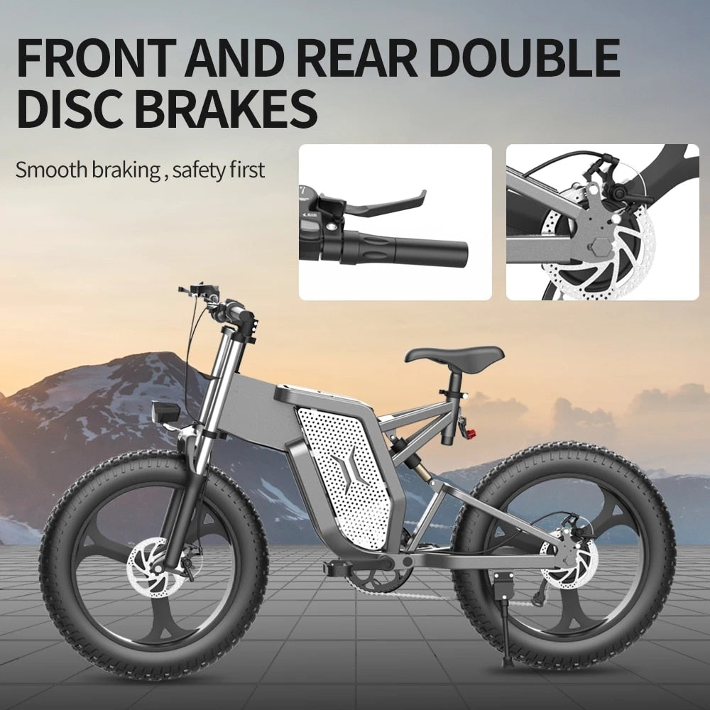 Front and Rear Shock Absorption Mountaineering Off-road Electric Bike