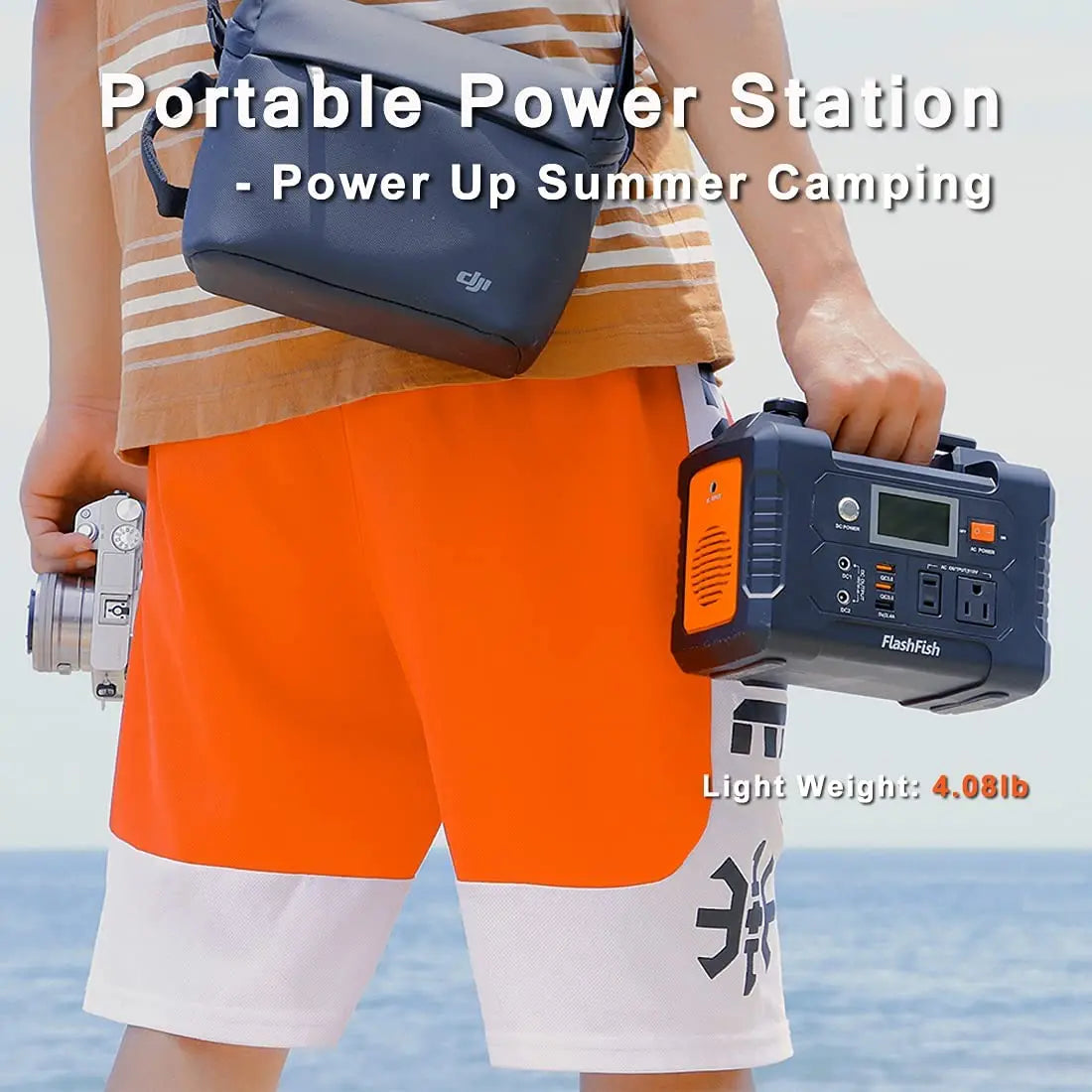 Portable Power Station AC 200W Solar Generator 151WH Outdoor Emergency Power Supply DC Battery Camera Drone