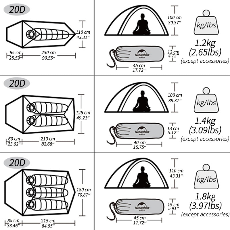 3 Person Ultralight Waterproof Camping Tent