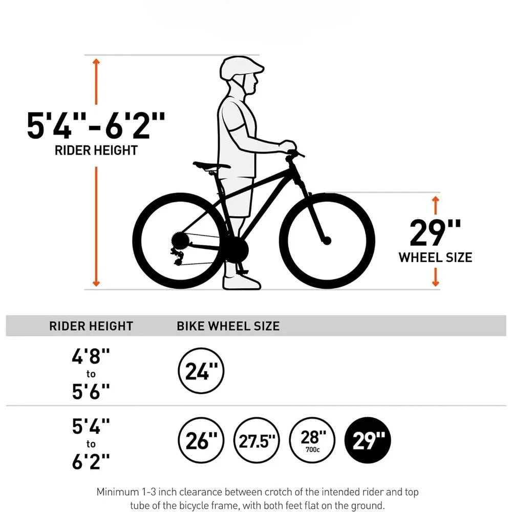 Mountain Bike,18-Inch Aluminum Frame, 29-Inch Wheels, Front and Rear Disc Brakes, Twist Shifters, 21-Speed Rear Deraileur