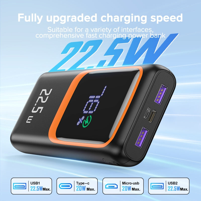 Power Bank 20000mAh External Battery Fast Charging Portable Charger Powerbank For iPhone Android