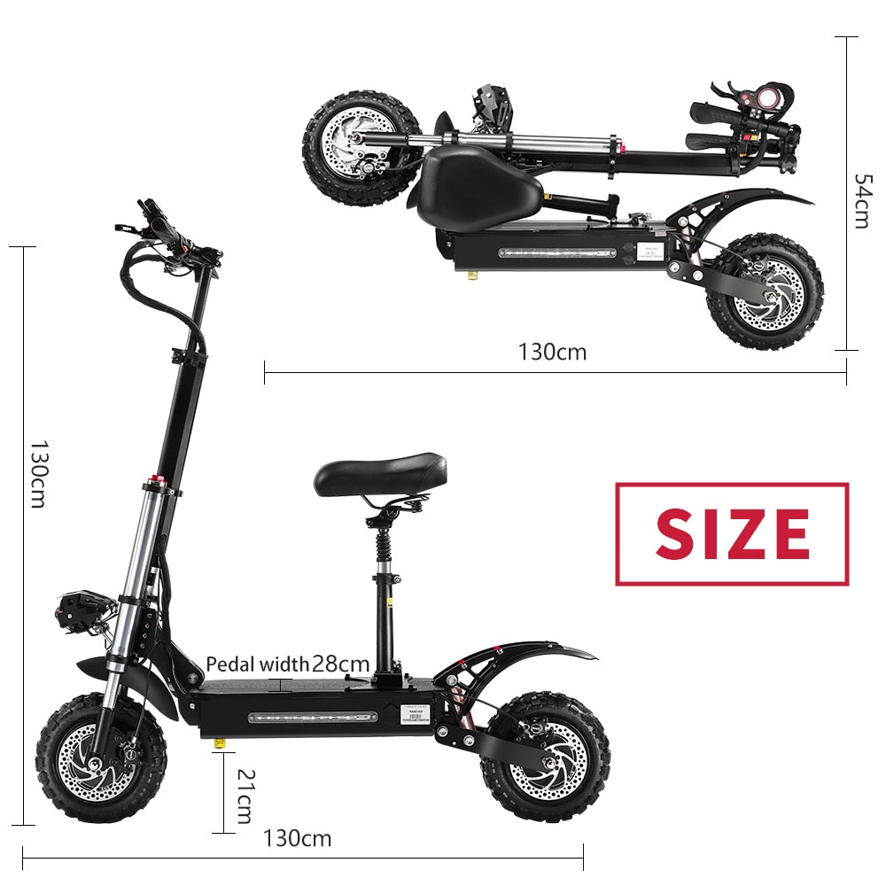 85KM/H Max Speed Powerful Electric Scooter For  Adult With Seat 56000W E Scooter 11" Tire