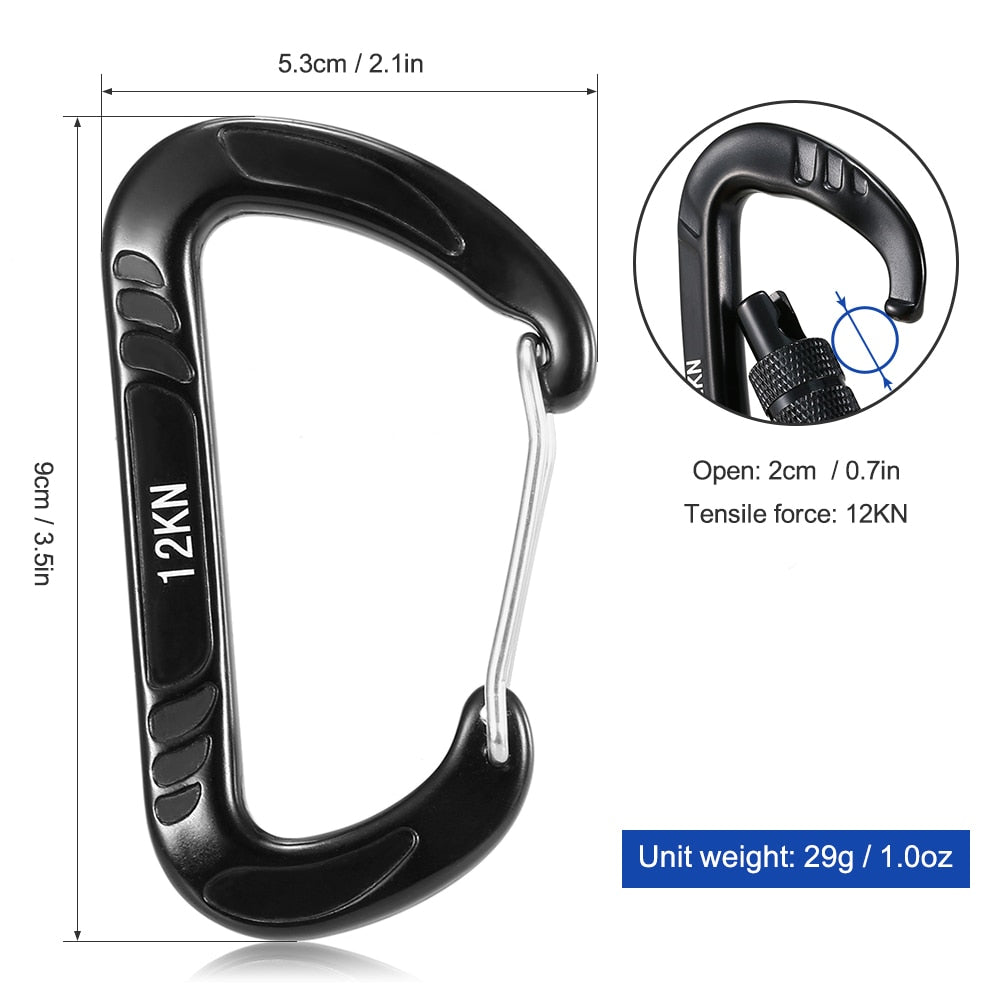 Heavy Duty Climbing Carabiner Steel Spring Clip - youractivewellnessshop