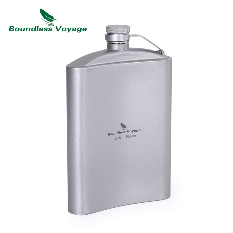 Boundless Voyage Titanium Hip Flask Glass Set with Funnel